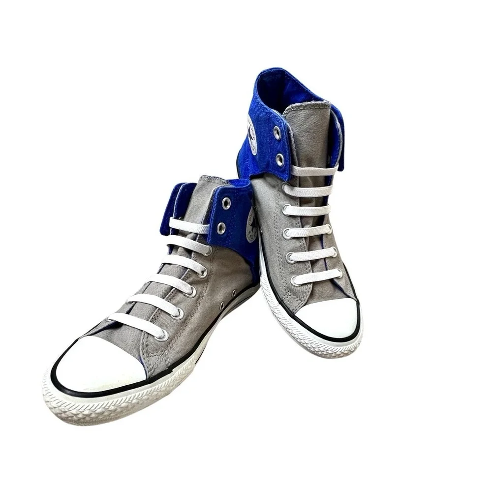 Converse Blue Grey Peel Back High Top Sneakers Shoe Juniors 6 Hip Hop Womens 7.5